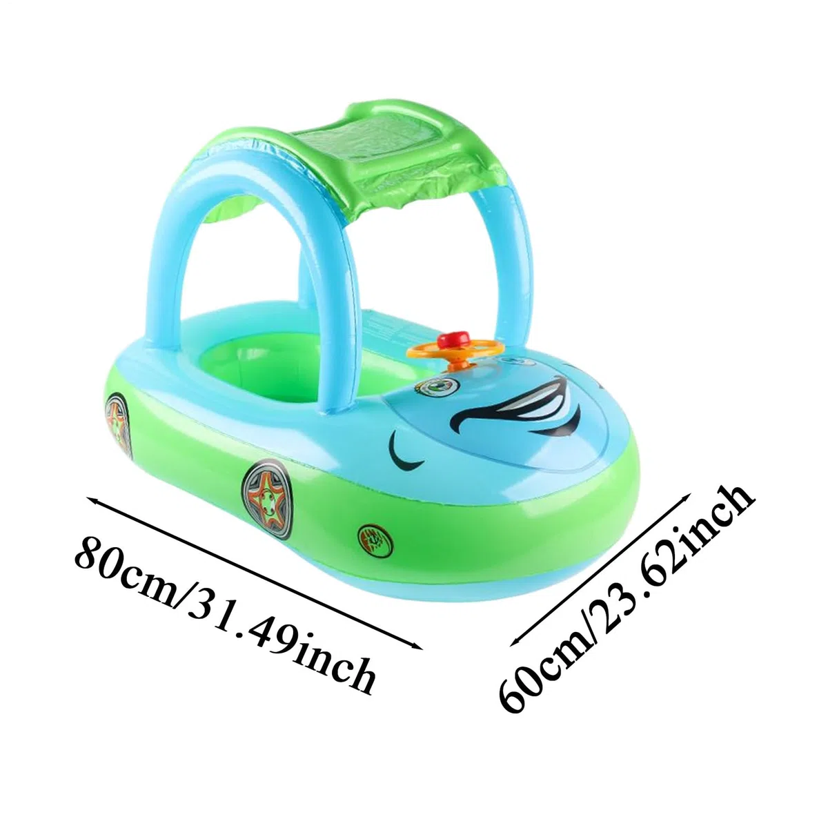 Galleggiante Per Nuoto Per Bambini | Galleggiante Piscina Per Ragazzi - Auto Gonfiabile Giocattolo Allenatore Con Protezione Solare Per Lago Piscina Estate