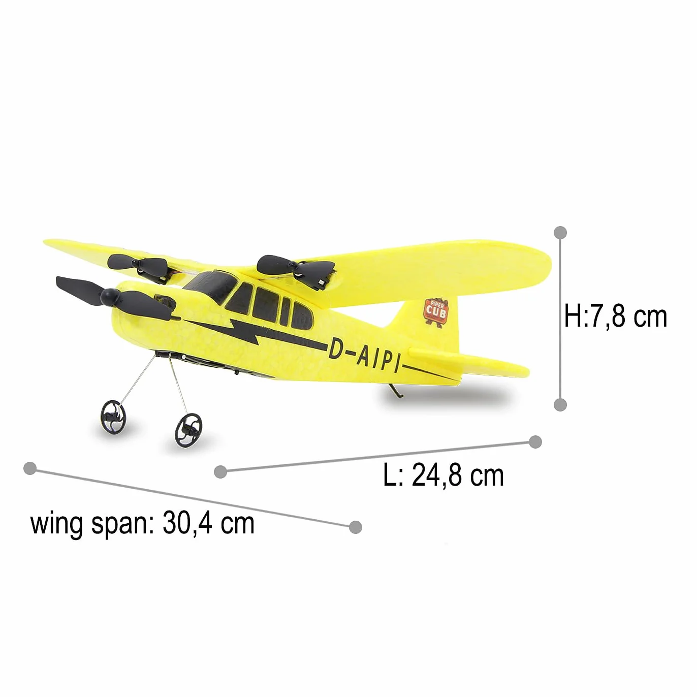 JAMARA 410191 Piper J3-CUB Aereo 2,4 GHz Gyro 2CH – 2,4 GHz Funzionamento Multiplayer, Microschiuma Flessibile, Adatto per Principianti