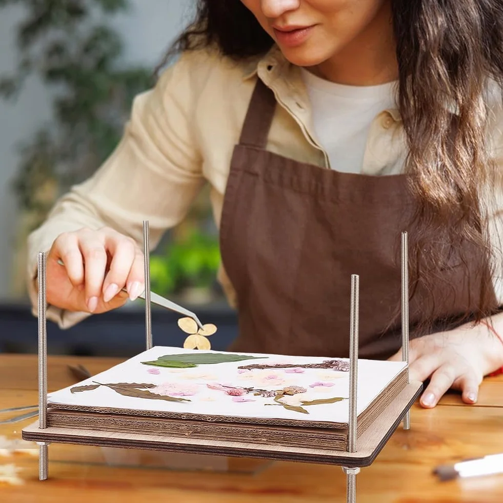 PH PandaHall Kit per La Stampa di Fiori In Legno, Kit per Pressare Fiori Da 9.7 x 9.7 pollice Kit per Conservazione Delle Piante A 8 strati Fai Da Te Fiore Pressato Arti e Mestieri Conservazione di