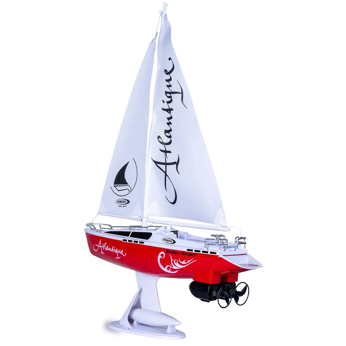JAMARA 040250 - Barca a Velo Atlantique, 27Mhz, 2 Canali RTR, Rosso/Bianco