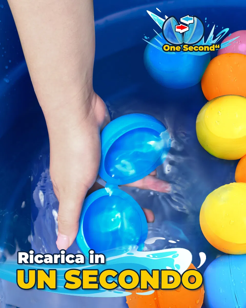 KOKODI Gavettoni Riutilizzabili Magnetici Autosigillanti, Palloncini Acqua Riutilizzabili in Silicone BPA-Free, Bombe d'Acqua per Giochi Acqua Bambini, Spiaggia, Piscina (16PZ)