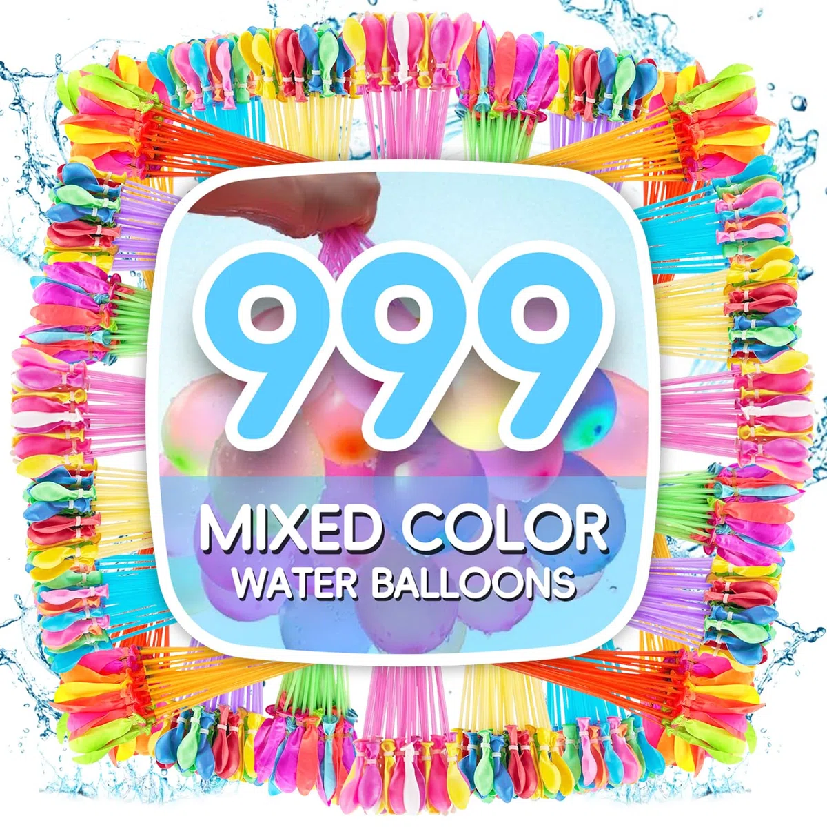 999 Palloncini Acqua Autosigillanti a Riempimento Rapido 60s,Bombe d'Acqua Colorate per Gavettoni e Giochi Estivi all'Aperto in Giardino e Piscina, Set Maxi con 2 Adattatori per Rubinetto