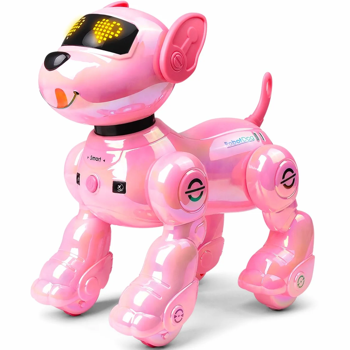 VATOS Robot Cane Ricaricabile per Bambini, Cane Robotico con Telecomando, Programmabile, 17 Funzioni Interattive e Volume Regolabile, Cucciolo Robot che Canta e Balla Regalo per Bambine, Rosa