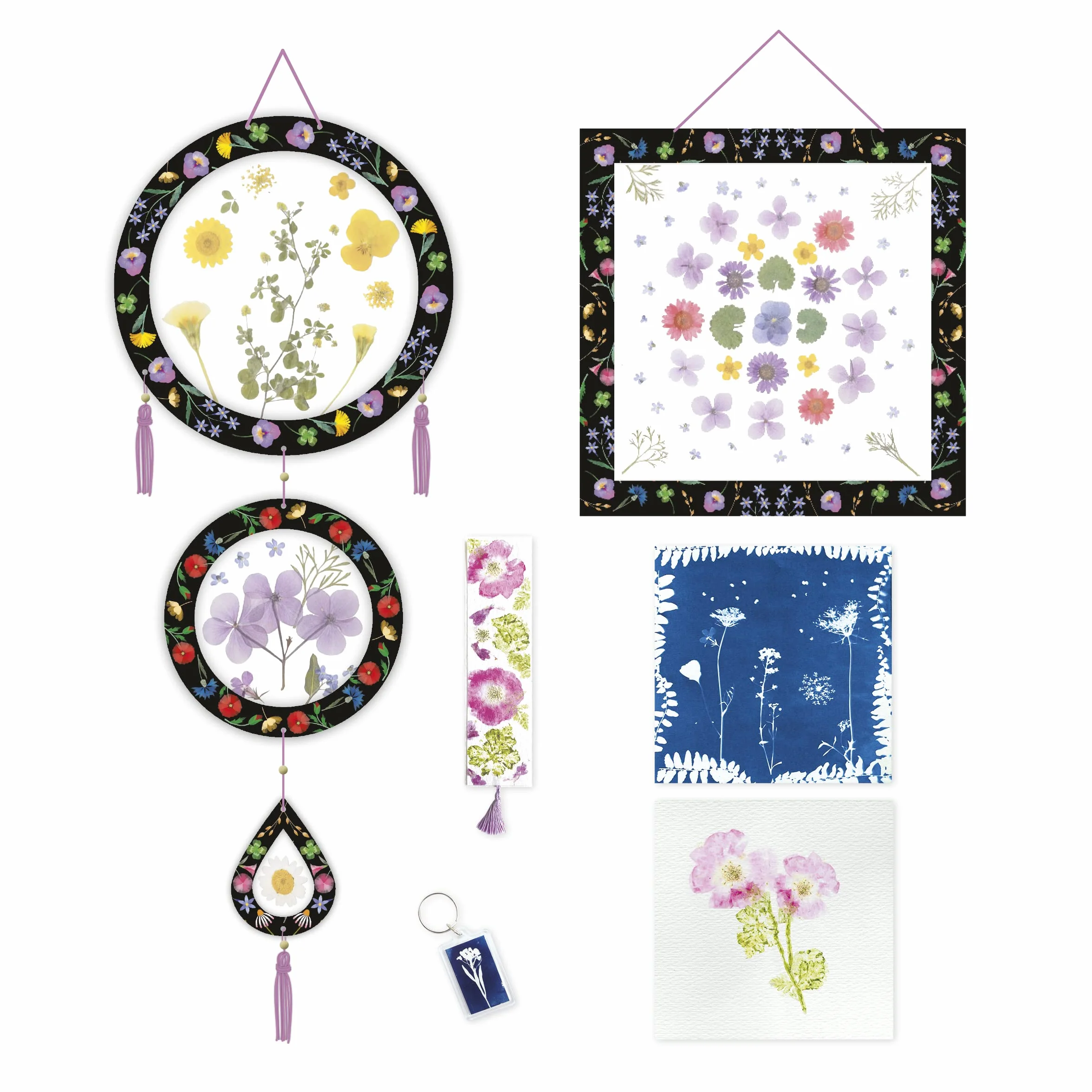 Janod - Kit Pressa-Fiori per Bambini - 6 attività da Realizzare - Les Ateliers Déco - Kit attività Creative Bambini - Abilità Fino-Motorie e Concentrazione - dai 7 Anni, J07879
