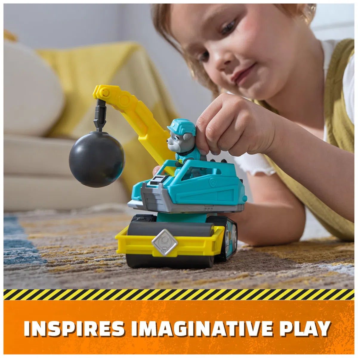 Rubble & Crew, Camion Giocattolo Motor's Wrecking Ball con Action Figure e Giocattoli mobili da Cantiere, Giocattoli per Bambini dai 3 Anni in su