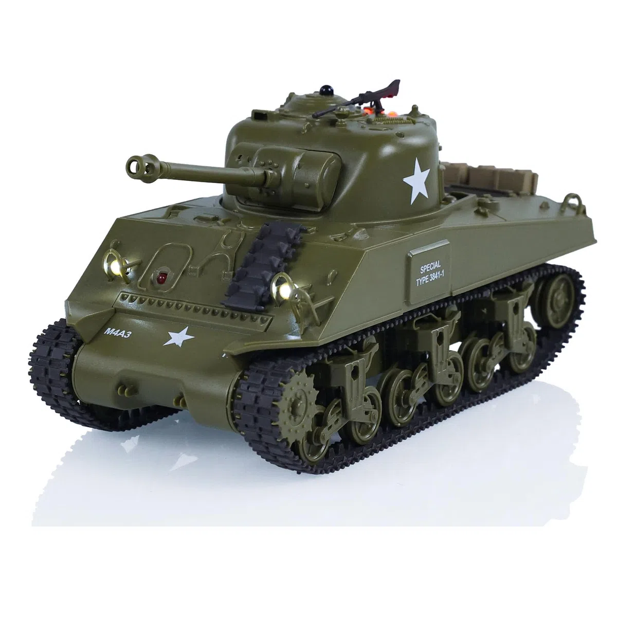 Henglong 1/30 RC Battle Tank Sherman M4A3 3841-01 2.4G Serbatoi di controllo remoto 320 ° Torretta di Combattimento Infrarossi per Hobby