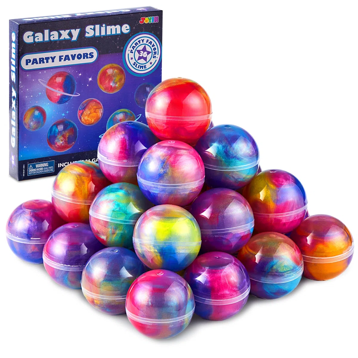 JOYIN Kit di melma per bomboniere, confezione da 36 bomboniere Galaxy Slime Ball - elastico, non appiccicoso, senza disordine, antistress e sicuro per ragazze e ragazzi