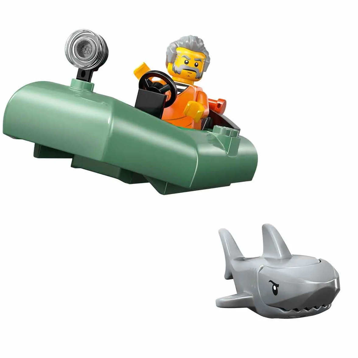 LEGO City Inseguimento del Motoscafo della Polizia – Include 2 Barche Giocattolo, 3 Minifigure e una Figura di Squalo – Regalo per Bambini e Bambine da 6 Anni in su – 60456
