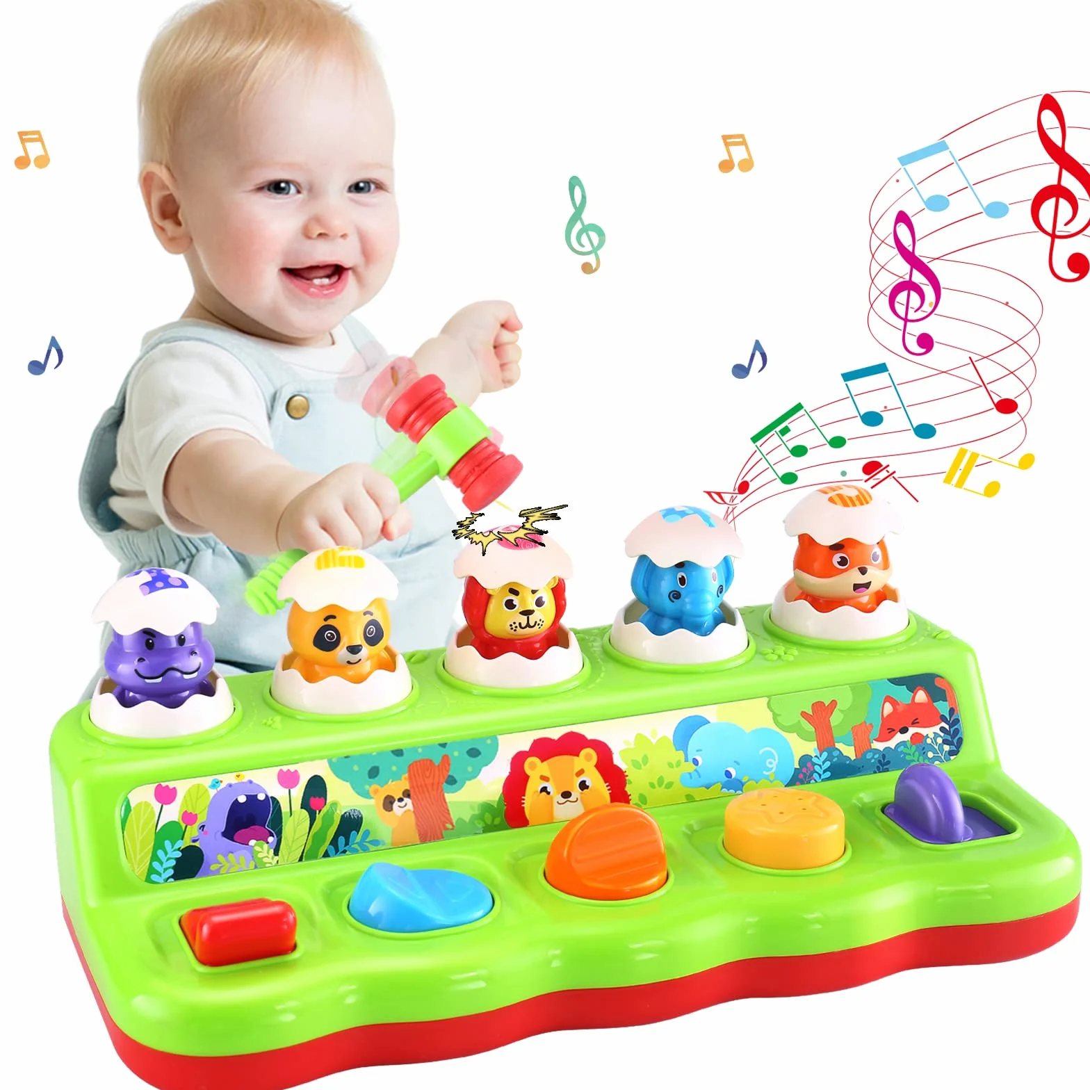 Yerloa Giochi Bambini 1 Anno Montessori – Gioco Pop-Up Educativo con Animali Suoni Luci Musica – Sviluppo Sensoriale Abilità Motorie – Regalo Compleanno Natale Bambina Bambino 1 2 3 Anni