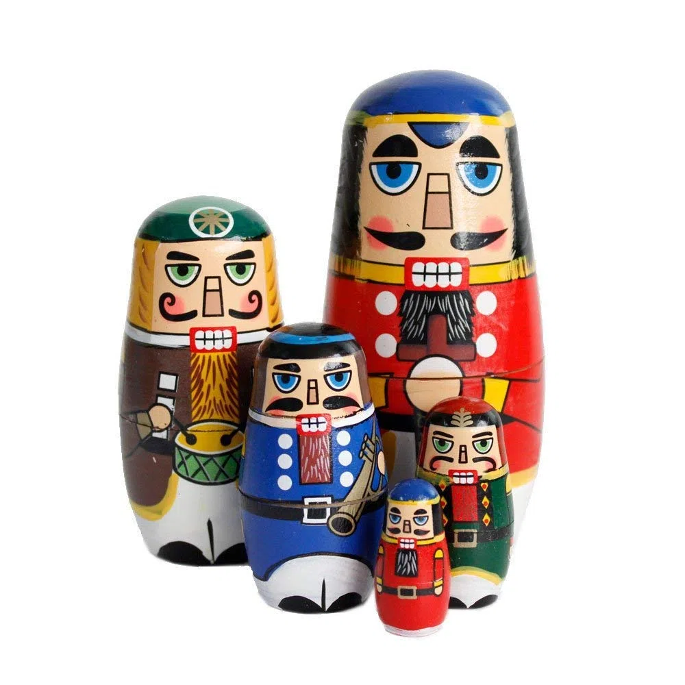 Gobus bambole nidificazione in legno soldato di noce russo nidificazione bambole russe per la decorazione di casa ufficio regalo per bambini (soldato schiaccianoci)