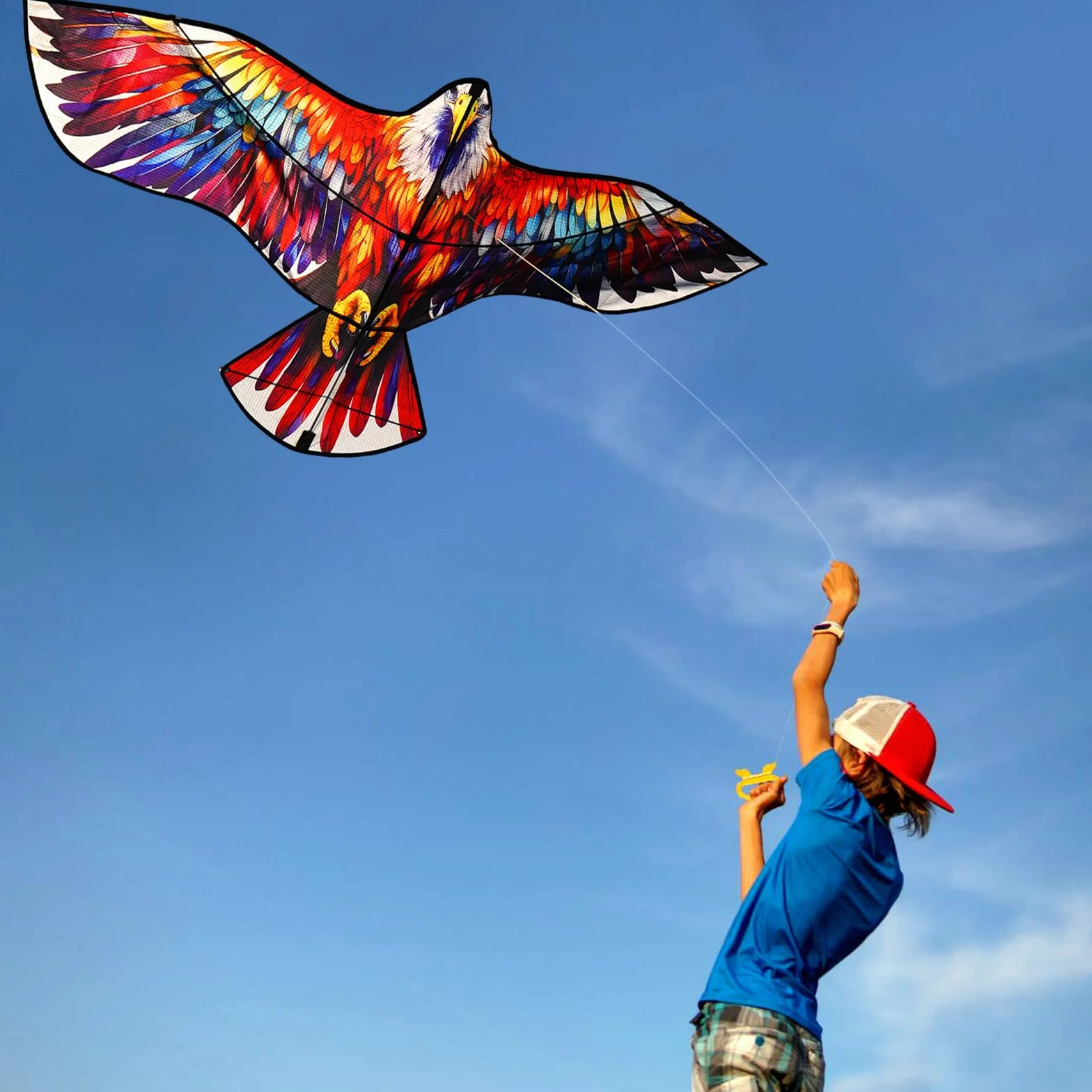 Touch the sky Aquilone Aquila Colorato per Bambini e Adulti, Facile da Volare, Design Della Struttura Unico, Eccellenti Giochi All'aperto e Giocattoli di Attività, Adatto ai Principianti.
