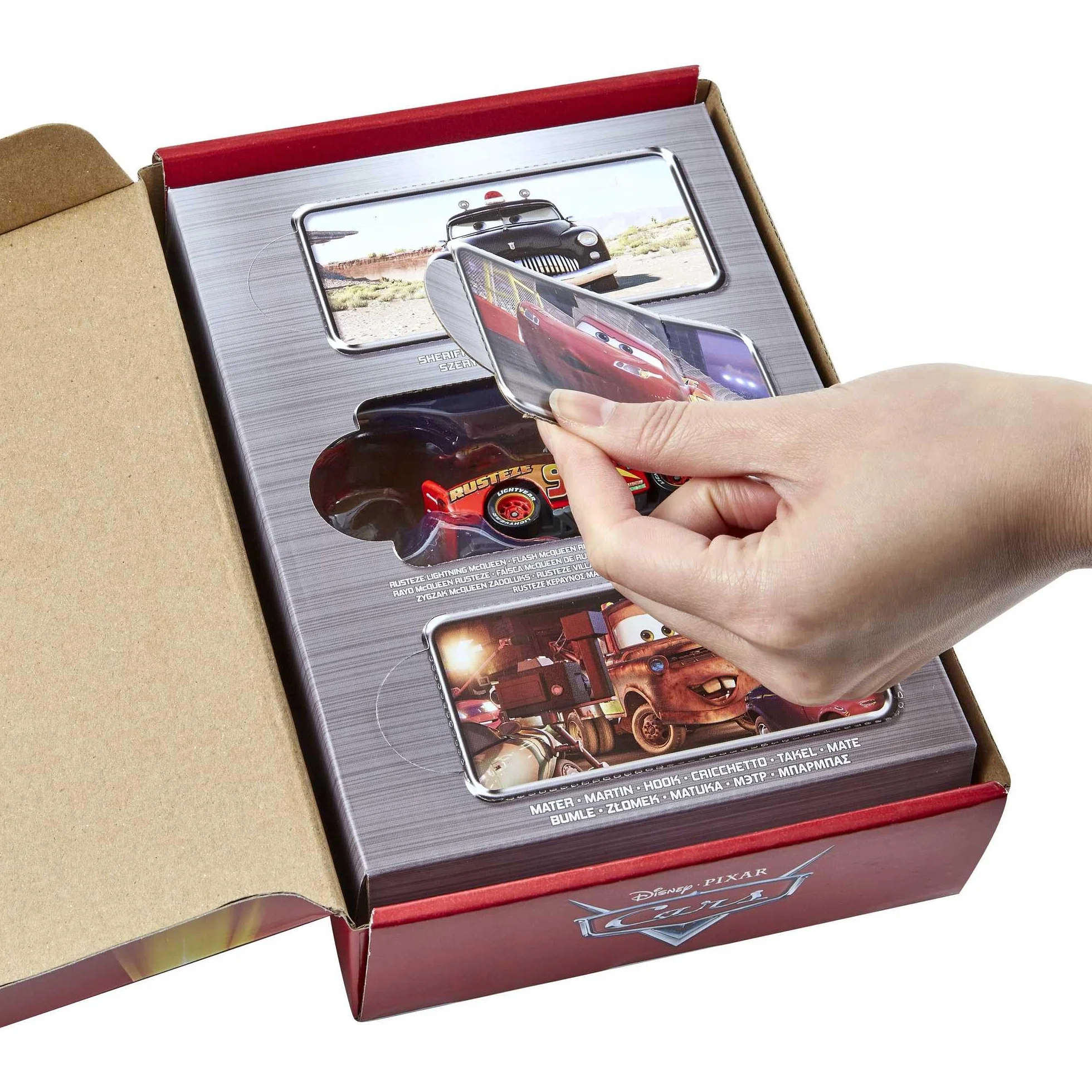 Mattel Disney Pixar Cars- Confezione da 3 Veicoli Radiator Springs, con Macchinine Saetta McQueen, Sceriffo e Cricchetto, Giocattolo per Bambini 3+ Anni, HBW14