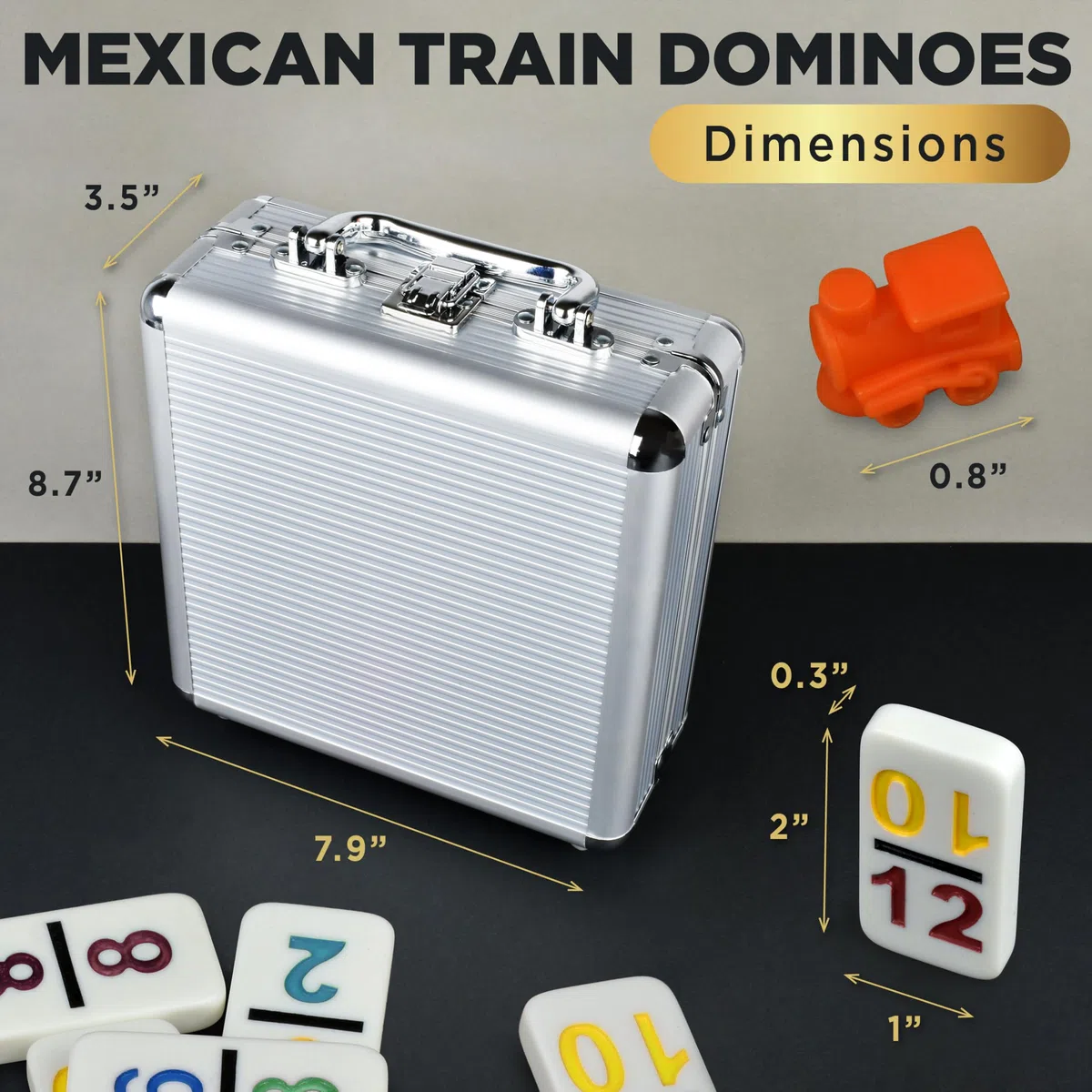 Queensell Set di domino con treno messicano per adulti, set di domino con numeri per giochi da tavolo classici, set di domino doppio con 12 numeri per giochi di famiglia, set domino 91 piastrelle con