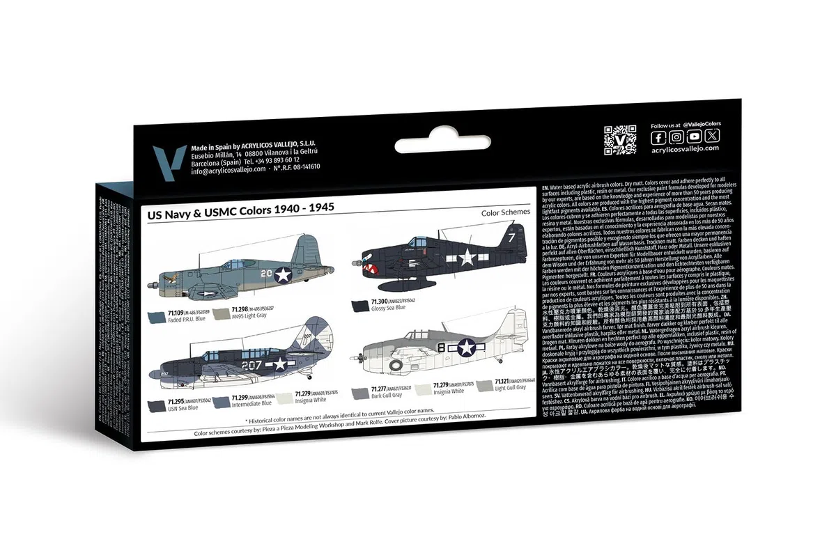 Vallejo Pintura Acrilica Model Air US Navy and USMC Colors, Finitura Opaca, 18 ml, Ideale per Aerografo e Modellismo