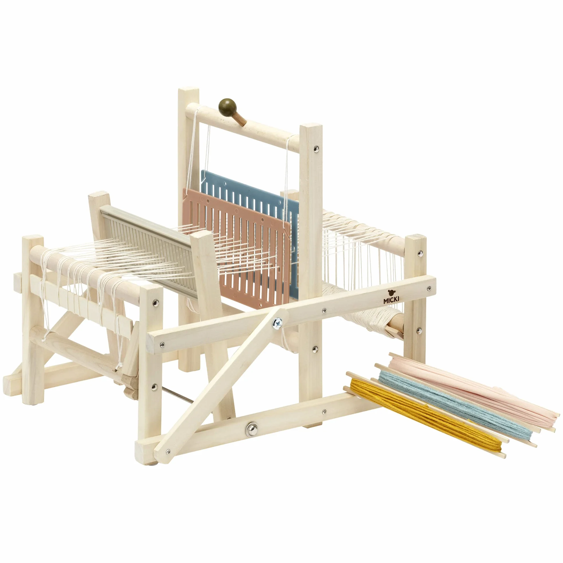 Micki Kit telaio in legno per tessitura + filato per tessitura, arti e mestieri per bambini, regali per ragazze e ragazzi, età 3+