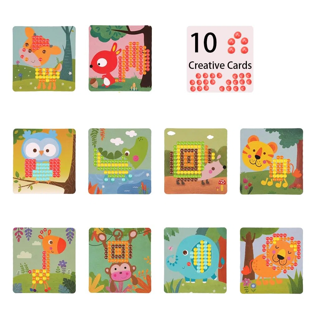RANJIMA Gioco Chiodini per Bambini 3 4 5 Anni, Mosaico Fai da te per Bambini, Giocattolo Educativo Prima Infanzia Montessori Giocattolo Regalo per Bambini, Ragazze, Ragazzi (Foresta)