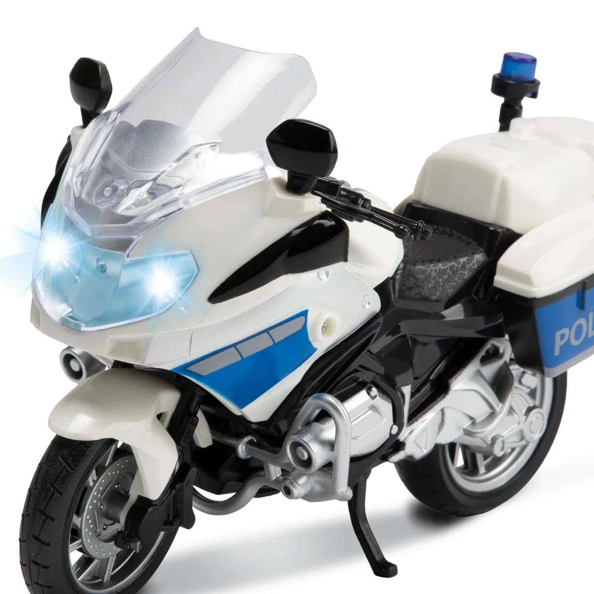 Toi-Toys 29654B - Ruota della polizia 1:20 con luce e suono, per moto della polizia, colore: Bianco