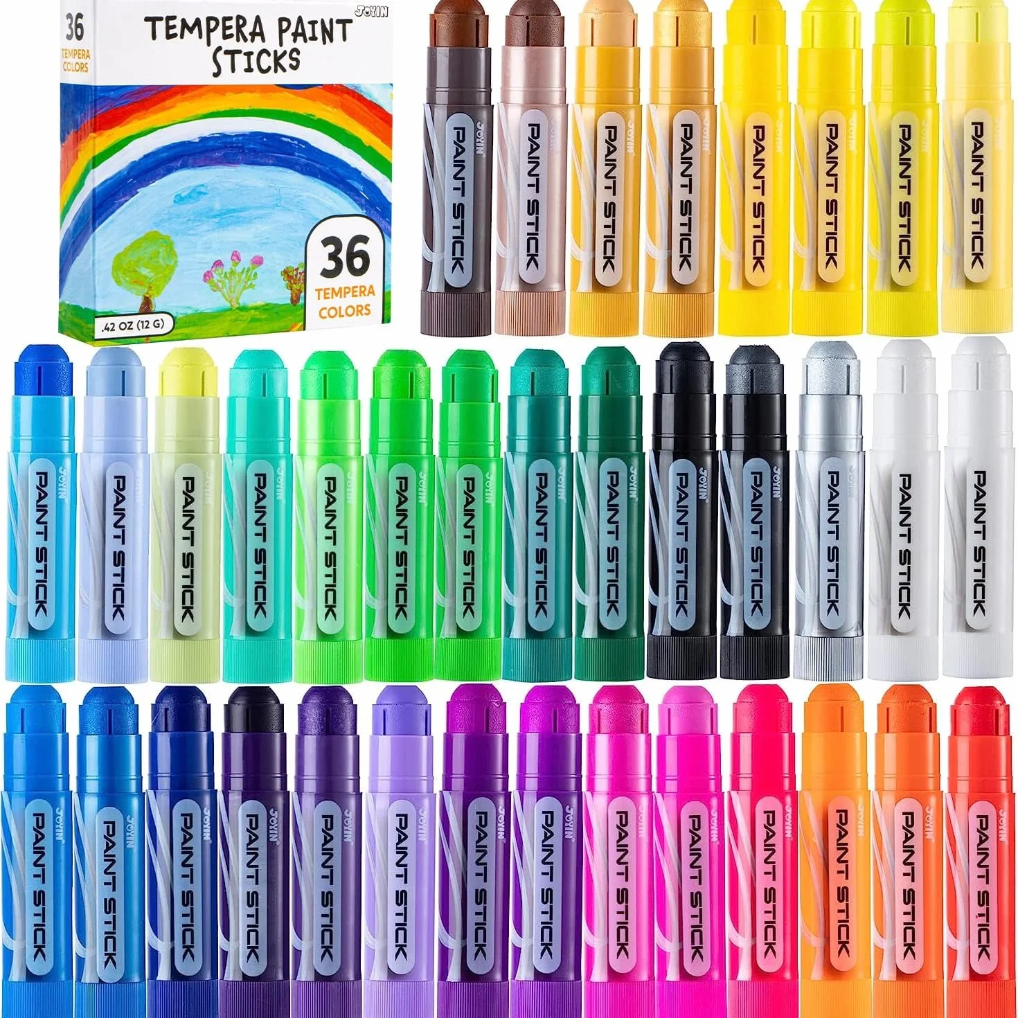 JOYIN 36 Barras Temperelli Per Bambini Lavabili Tempere Solide, Colorate Tempera Per Bambini 1 Anno Tempera Stick, Regali Creativi Acquerelli Per Ragazzi E Ragazze