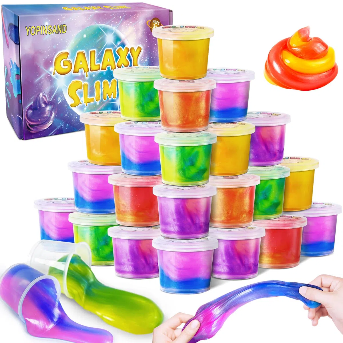 Lot de 24 Kits de Slime Galaxie pour Enfants, Extensible et Non Collant, Jouet pour garçons et Filles de 5 à 12 Ans