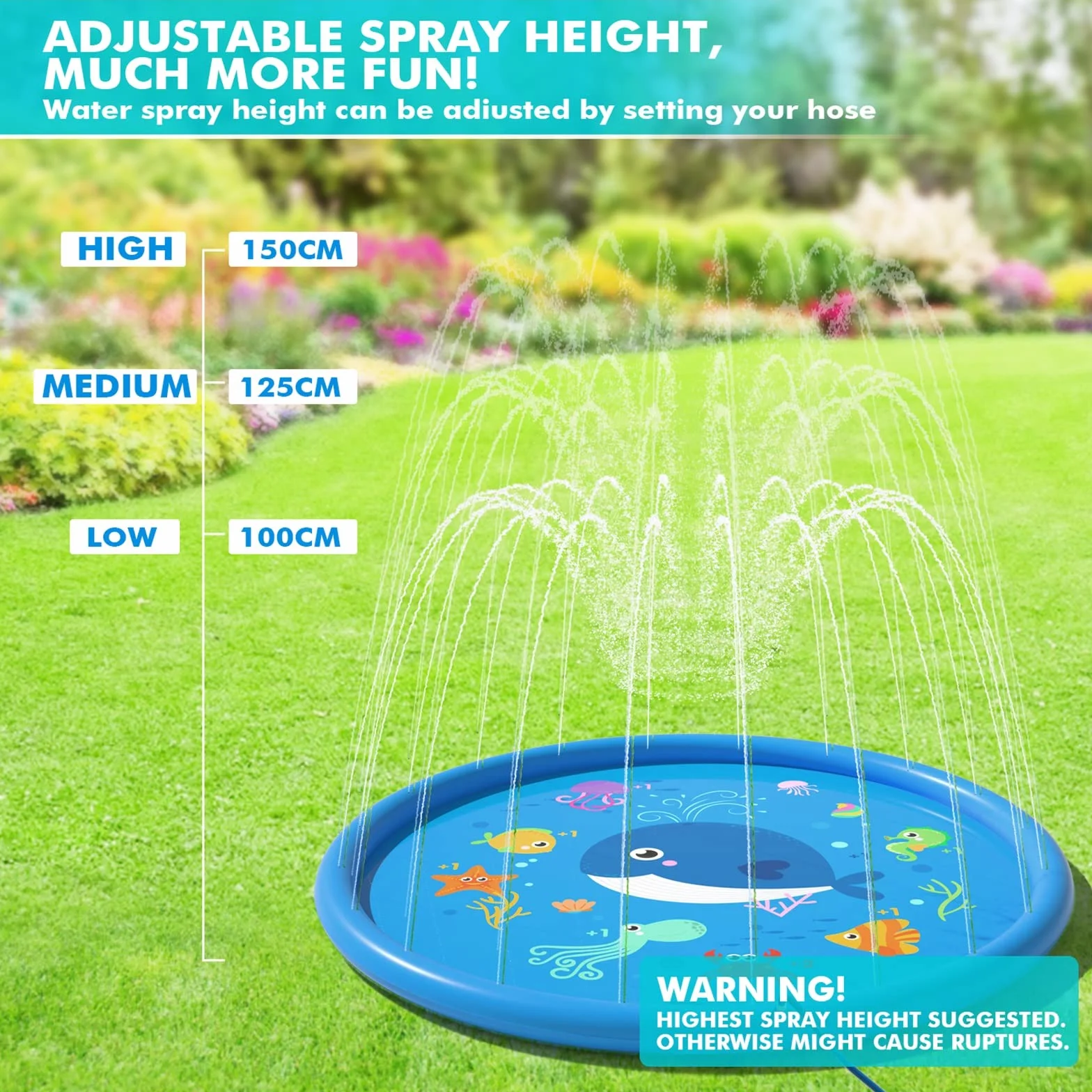 Peradix Tappetino Gioco d'Acqua per Bambini, (67 '' / 170 cm) Giocattoli Splash Play Mat all'Aperto Estate Giardino Piscina Gonfiabile per Neonati