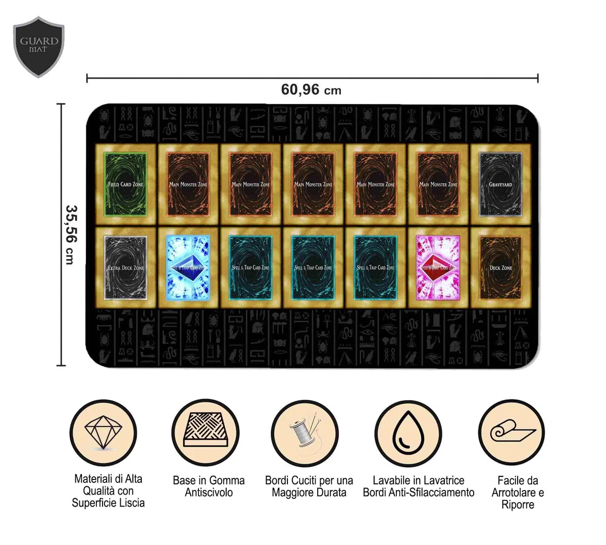 Classic (Bordi Cuciti) - Tappetino per 1 Giocatore Master Rule Duel Field Zones - Tappeto per Gioco Magic The Gathering - Playmat Compatibile con Magic, MTG, Pokemon, TCG