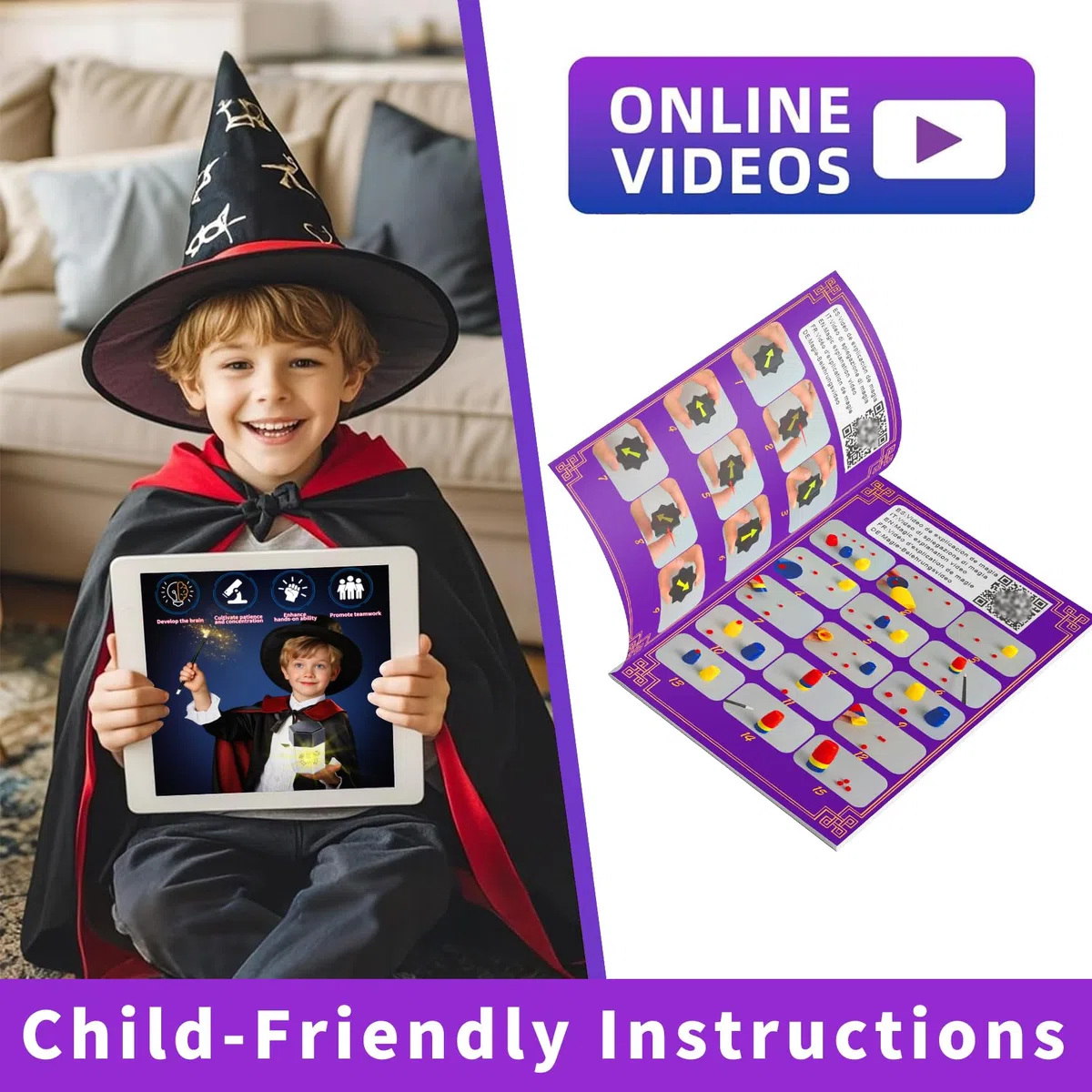 Giochi di Magia per Bambini - 80+ Giochi Bambini con Bacchetta Magica & Istruzioni, Incredibile Trucchi di Magia, 3-12 Anni