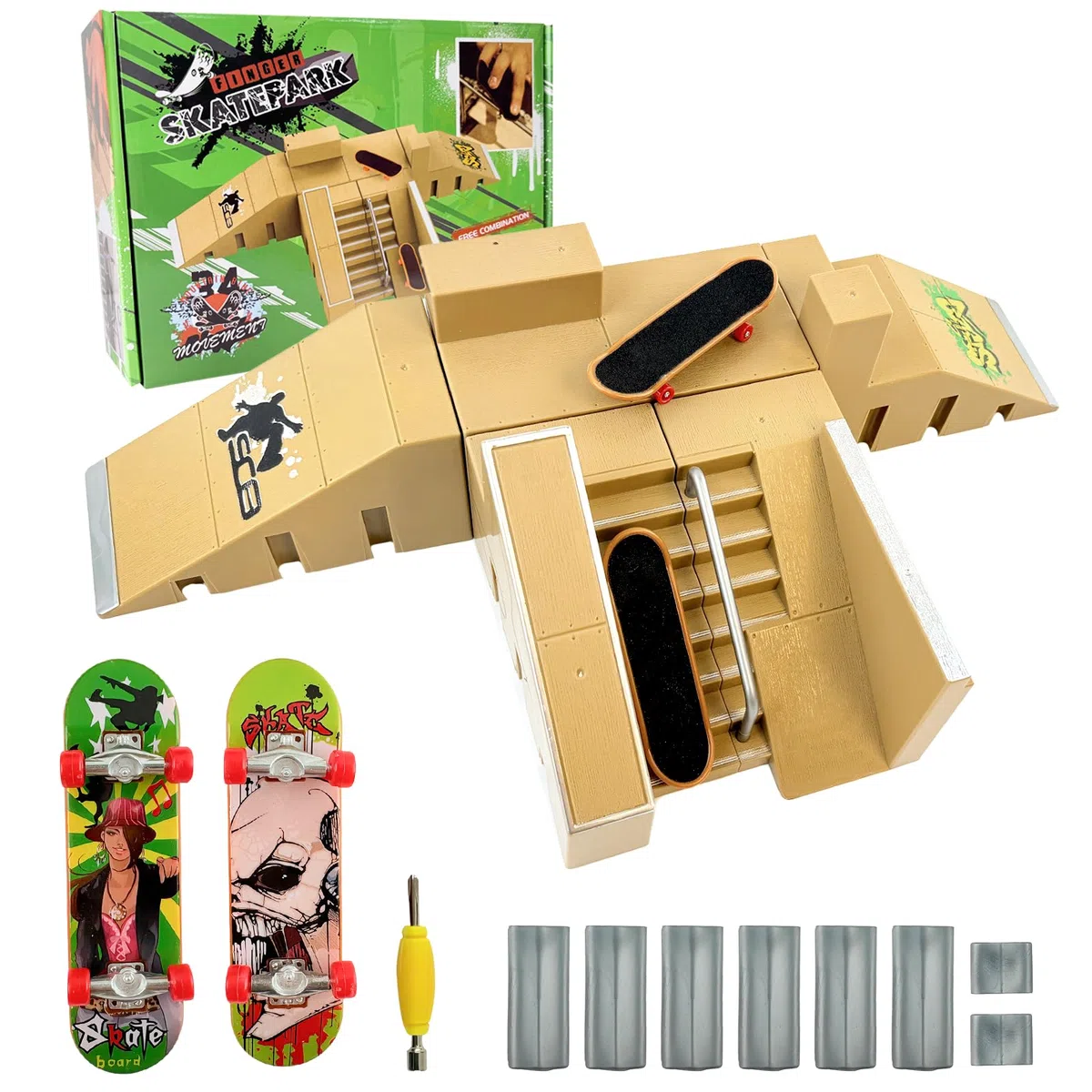 Morofme Set di accessori per skateboard e rampa per dita