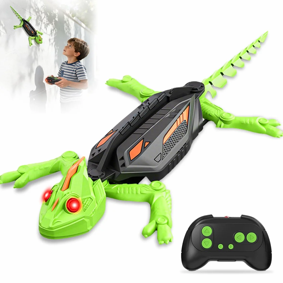 LGZIN Geco Telecomandato, Giocattolo Lucertola Robotica con Occhi LED, Lucertola Robot Radiocomandato, Può Arrampicarsi sui Muri, Giocattolo per Bambini e Bambine 3 4 5 6 7 8 9+ Anni