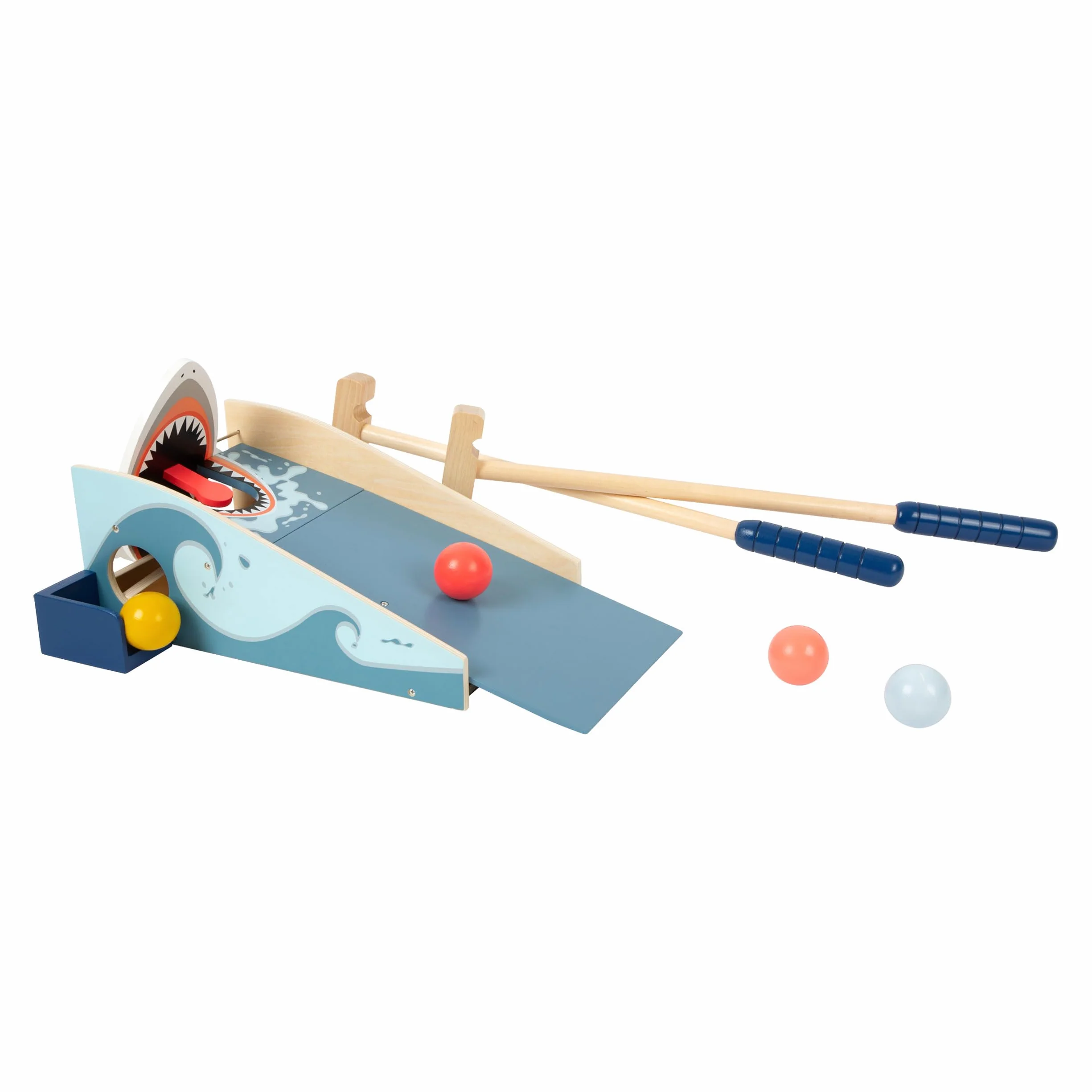 Small Foot Mini Golf Shark Attack in Legno, con meccanismo a Scatto Integrato, da 3 Anni, Art. 11588