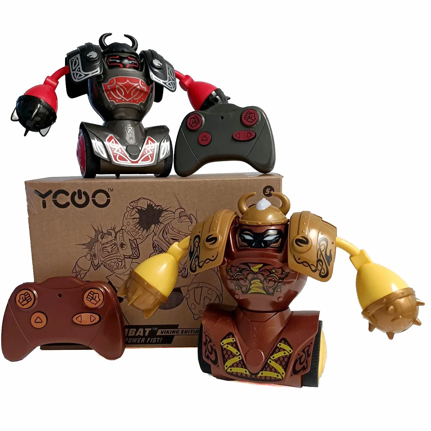 Silverlit - YCOO - Pack 2 Robot Kombat Viking Remote Control - Imballaggio organico - 14 cm - Spingere e colpire il tuo avversario per sbarazzarsene - Un giocattolo per bambini dai 5 anni in su