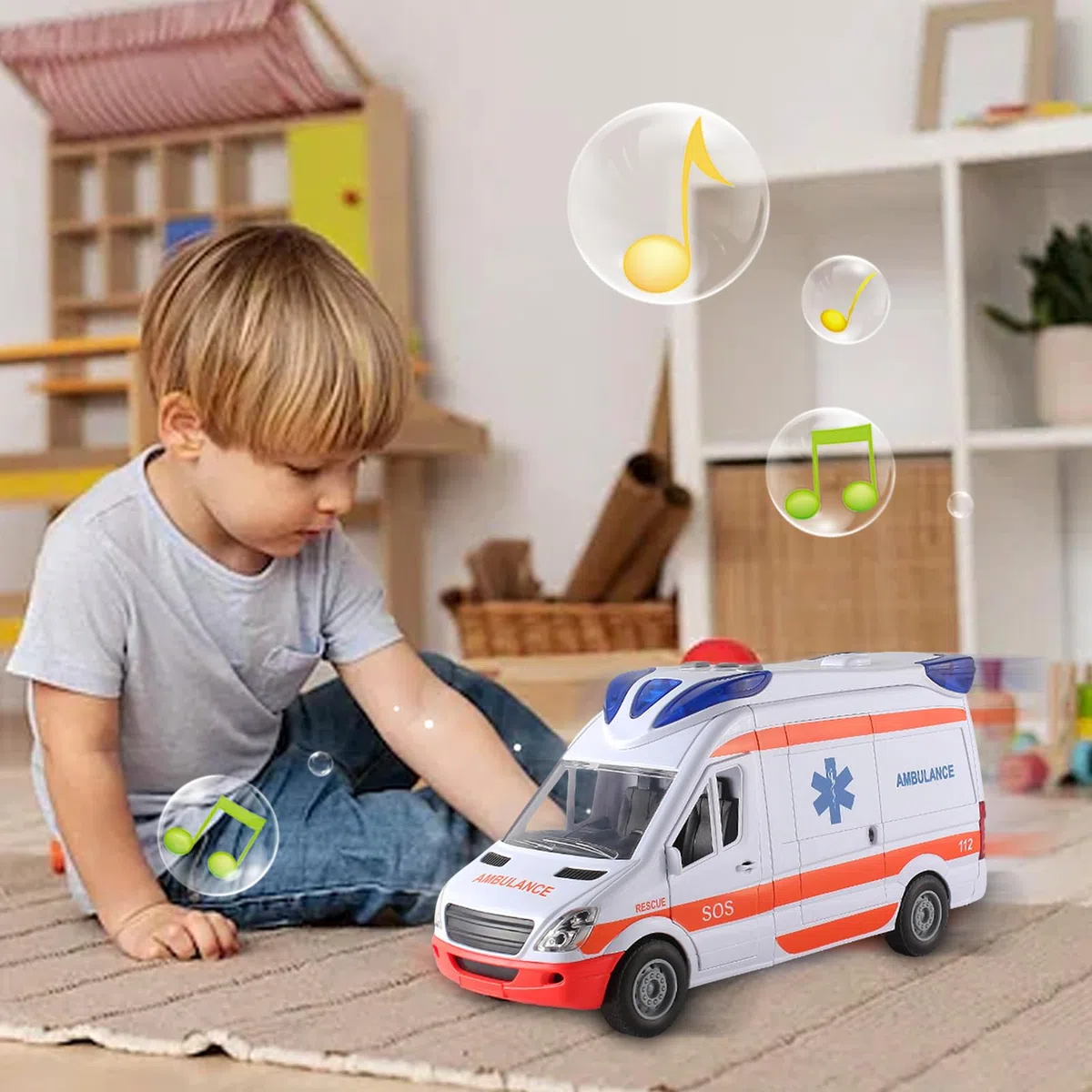 Generico - Giocattolo Ambulanza per Bambini, Audio e Luci, Educativo, Unisex, 144+ Mesi