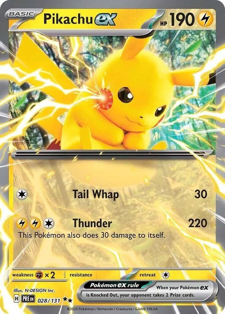 Pokemon - Pikachu ex 028/131 - Evoluzioni Prismatiche - Doppio Raro - Foil - Carta singola