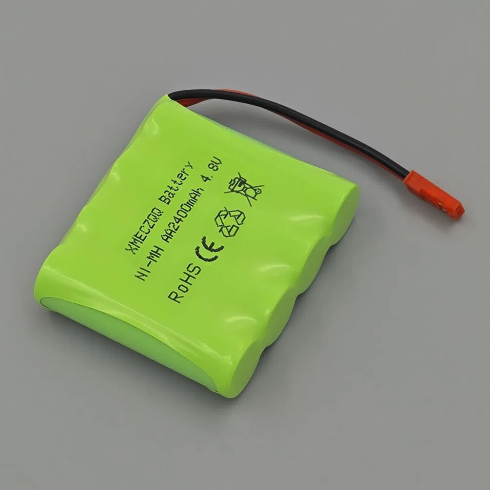 Batteria NiMH 4,8 V 2400 mAh, 2 batterie di riserva RC con spina JST, adatta per giocattoli telecomandati come auto telecomandate, veicoli di ingegneria telecomandati, telecomando