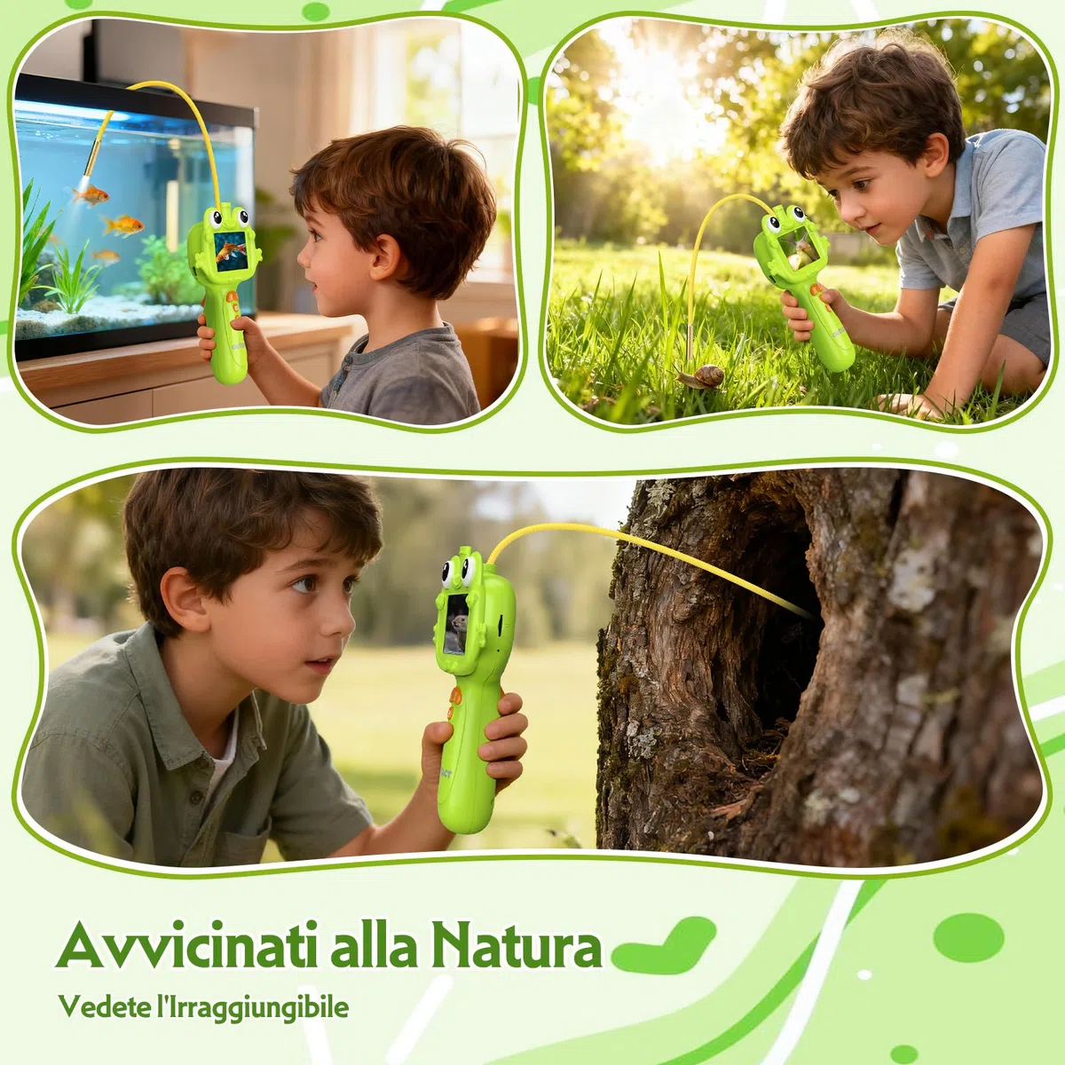 Endoscopio per Bambini,Impermeabile IP67 con 8 LED,giocattoli educativi per Ragazzi e Ragazze 4-12 Anni,Giocattoli per Esplorazione All'aperto,Regalo di Compleanno di Natale