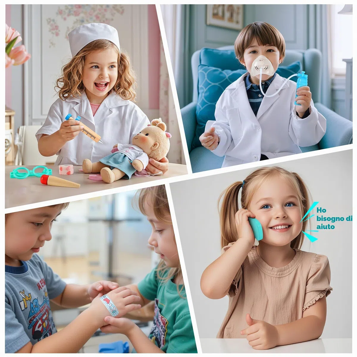 Valigetta Dottore Bambini con Vero Stetoscopio e Camice - 32 Pezzi Gioco di Ruolo Educativo per Bambini 3 4 5 6 7 8 9 10 Anni Regalo Perfetto