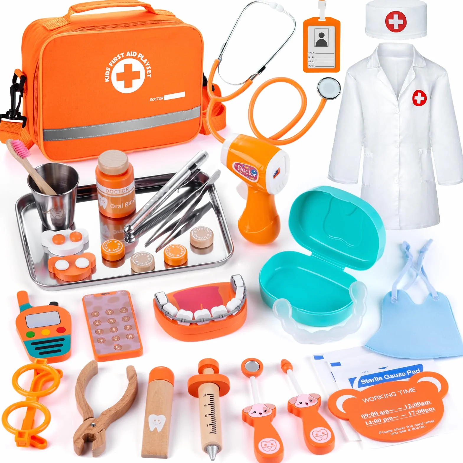 EFO SHM Valigetta Dottore Bambini, Con Stetoscopio Realistico, 33 Pezzi kit Dottoressa Bambina e Bambino, Giochi di Ruolo Giochi Montessori 3 4 5 6 Anni (2)