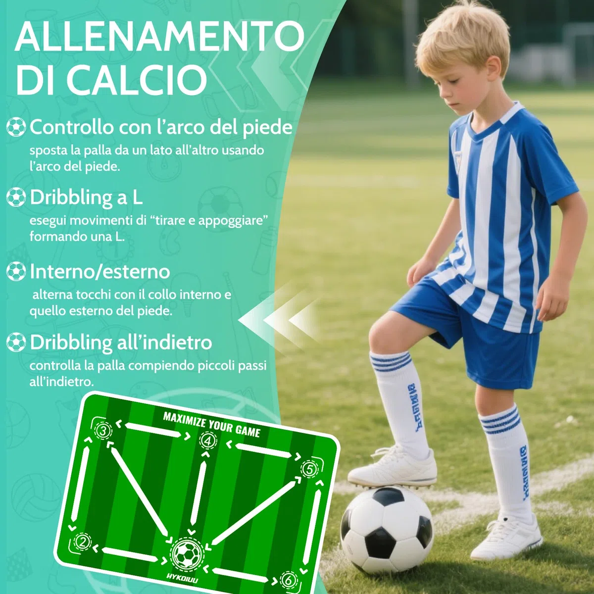 Tappeto Calcio Allenamento Con Soccer Bungee Trainer Tappetino Per Agilità Accessorio Per L'Allenamento Del Calcio Tappeto Da Allenamento Per Il Calcio 60 X 90 Cm Regalo Per Il Calcio Per Bambini