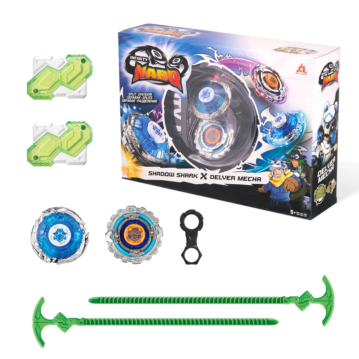 Infinity Nado Trottola Bambini - 2 Pezzi Trottole da Combattimento, Trottole Gyro Spinners Burst con Lanciatore, Giocattolo Bambino 5 6 7 Anni, Modalità Fusion/Dispersione