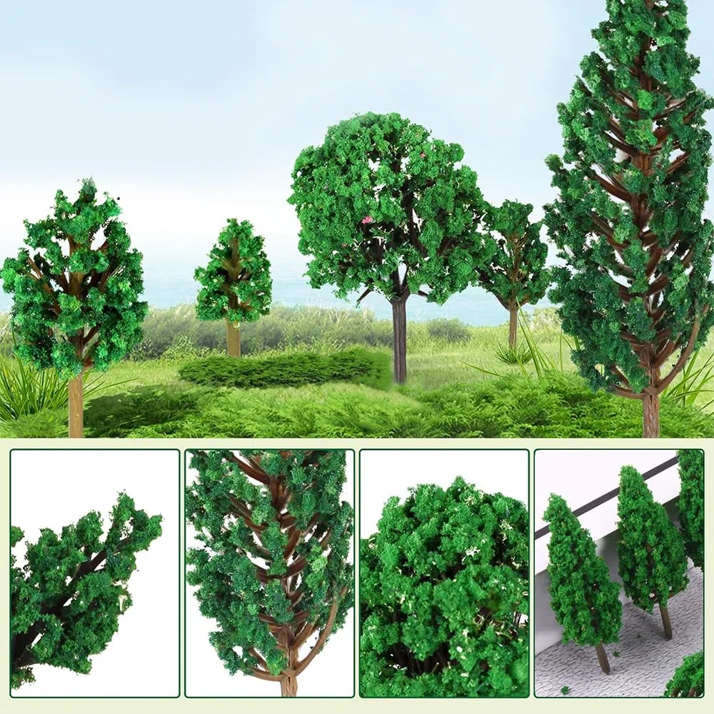 50 Pezzi Alberi Modello Misto, 4-8 cm Albero di Diorama, Modello Albero in Miniatura, Albero Ferroviari Scenario, per Paesaggio DIY (3 Stili)