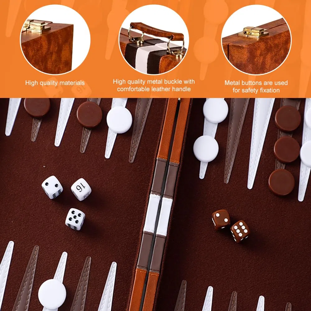 Backgammon da Viaggio, Backgammon gioco da tavolo, Pedine e Dadi Portatili Regalo Perfetto per Gli Amanti dei Viaggi, del Campeggio e Dei Picnic, 2 Giocatori, 11 Zoll