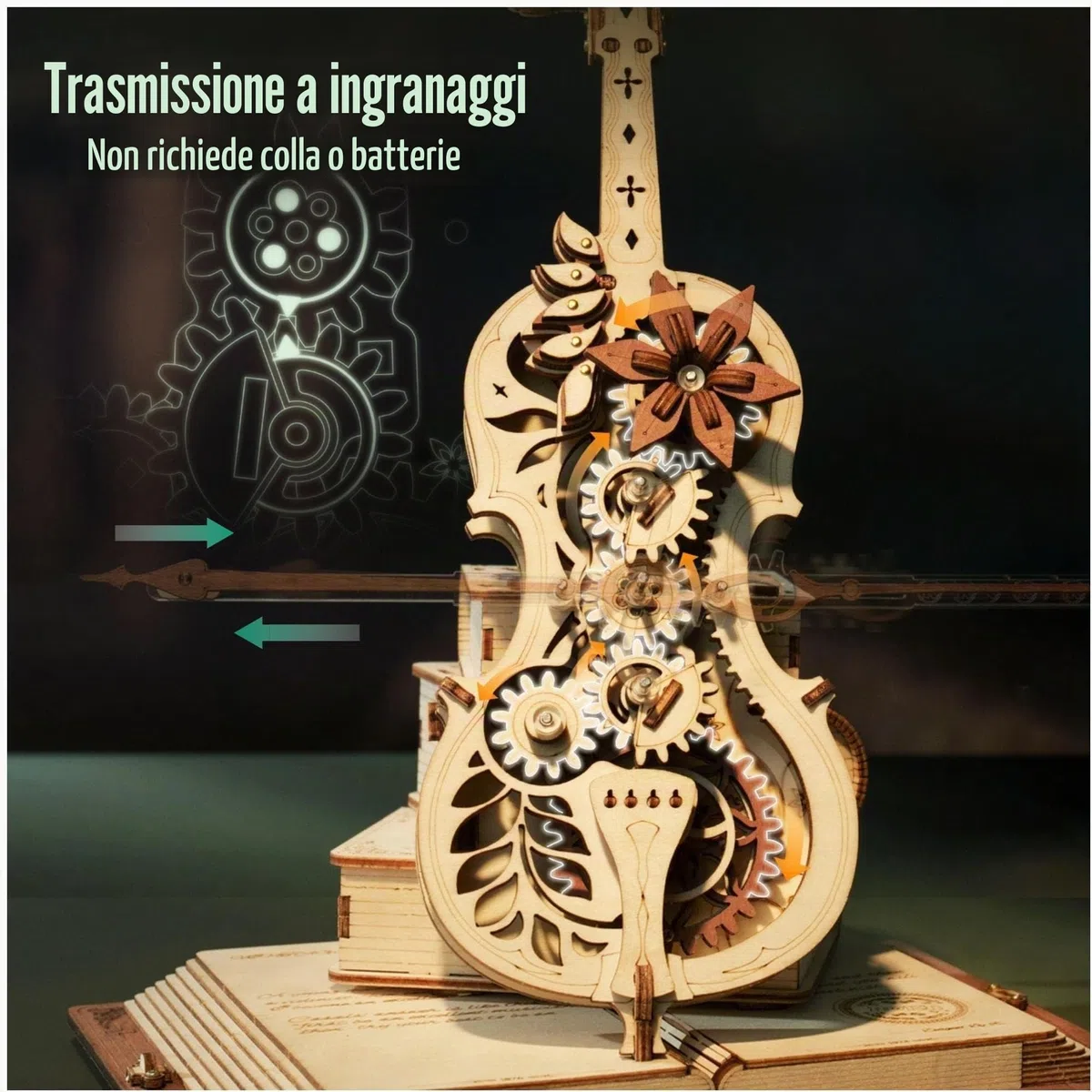 ROKR Puzzle Legno 3D Violoncello Modellismo da Costruire Adulti Bambini Regali di Compleanno, Magic Cello