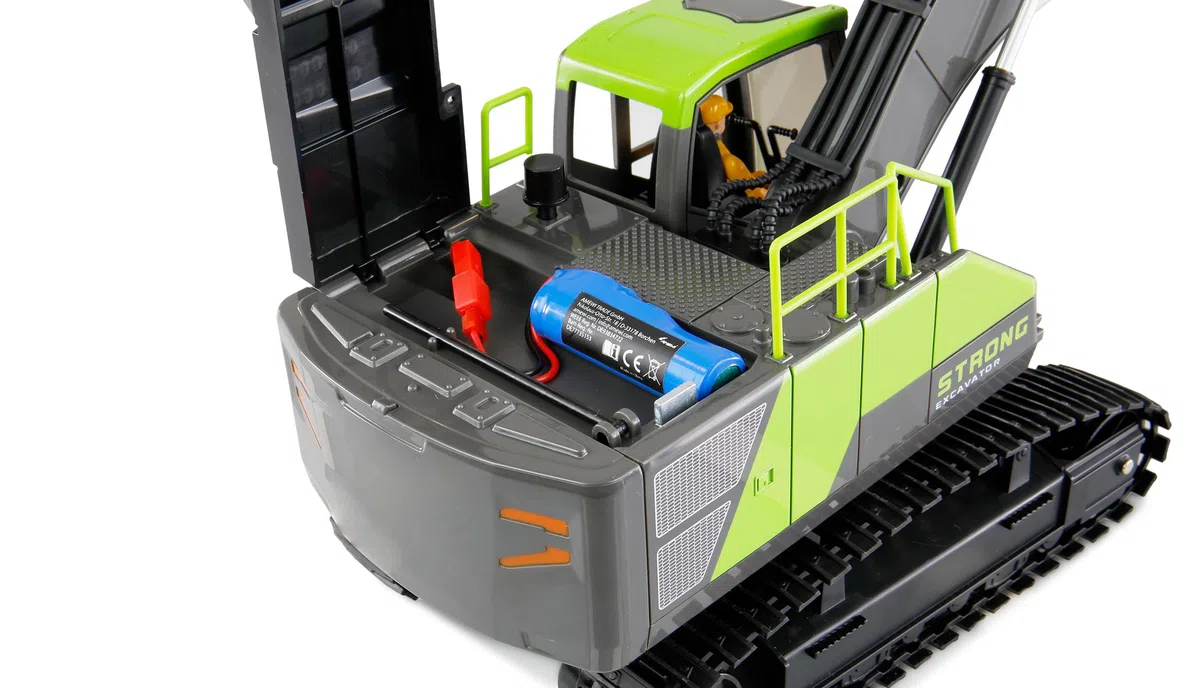 Amewi G071E Escavatore a catena 1:18 RTR telecomandato RC Escavatore bambini 8 anni, verde antracite