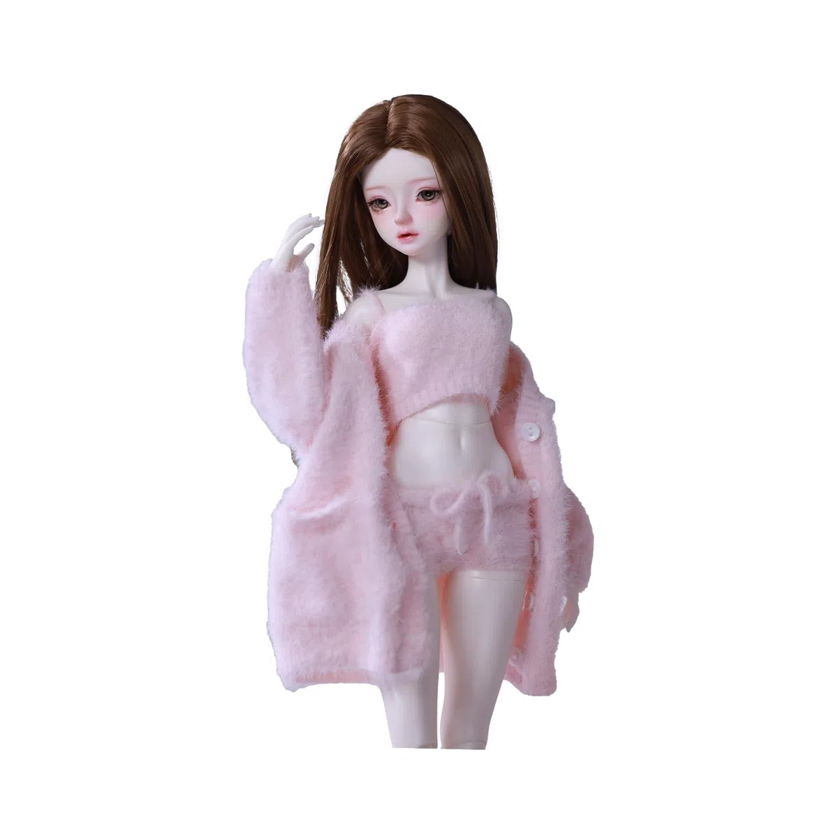 Set di vestiti per bambole BJD, accessori giocattolo in resina, cardigan, gilet, pantaloni (rosa, per bambola BJD da 1/4)