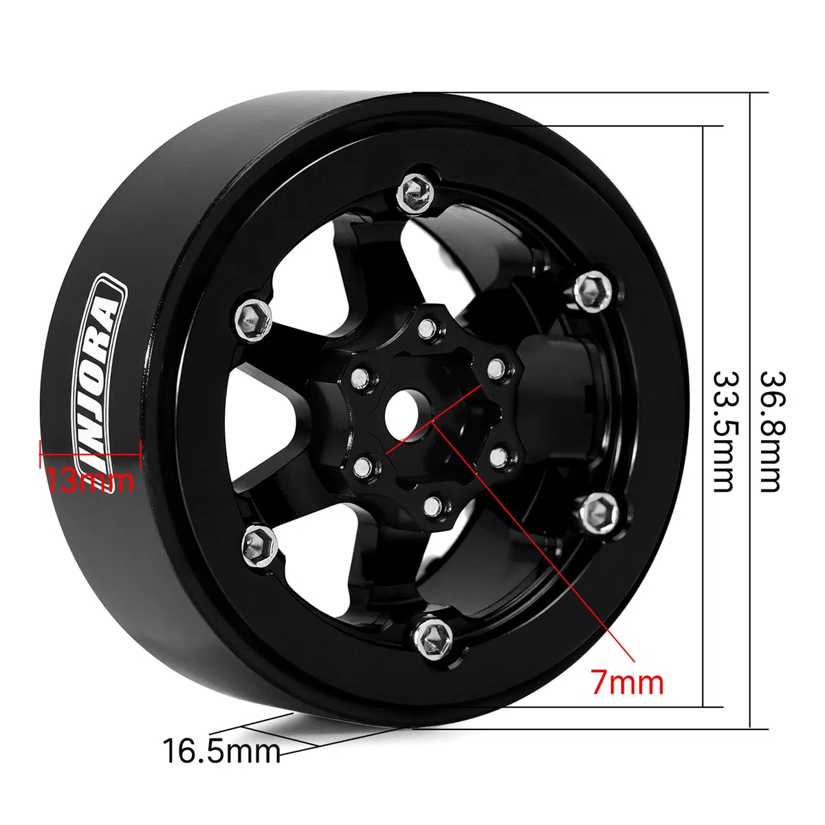 INJORA Cerchi Beadlock 1.3" in Alluminio Offset Negativo -5.25mm per SCX24 TRX4M 1/24 1/18 RC Crawler