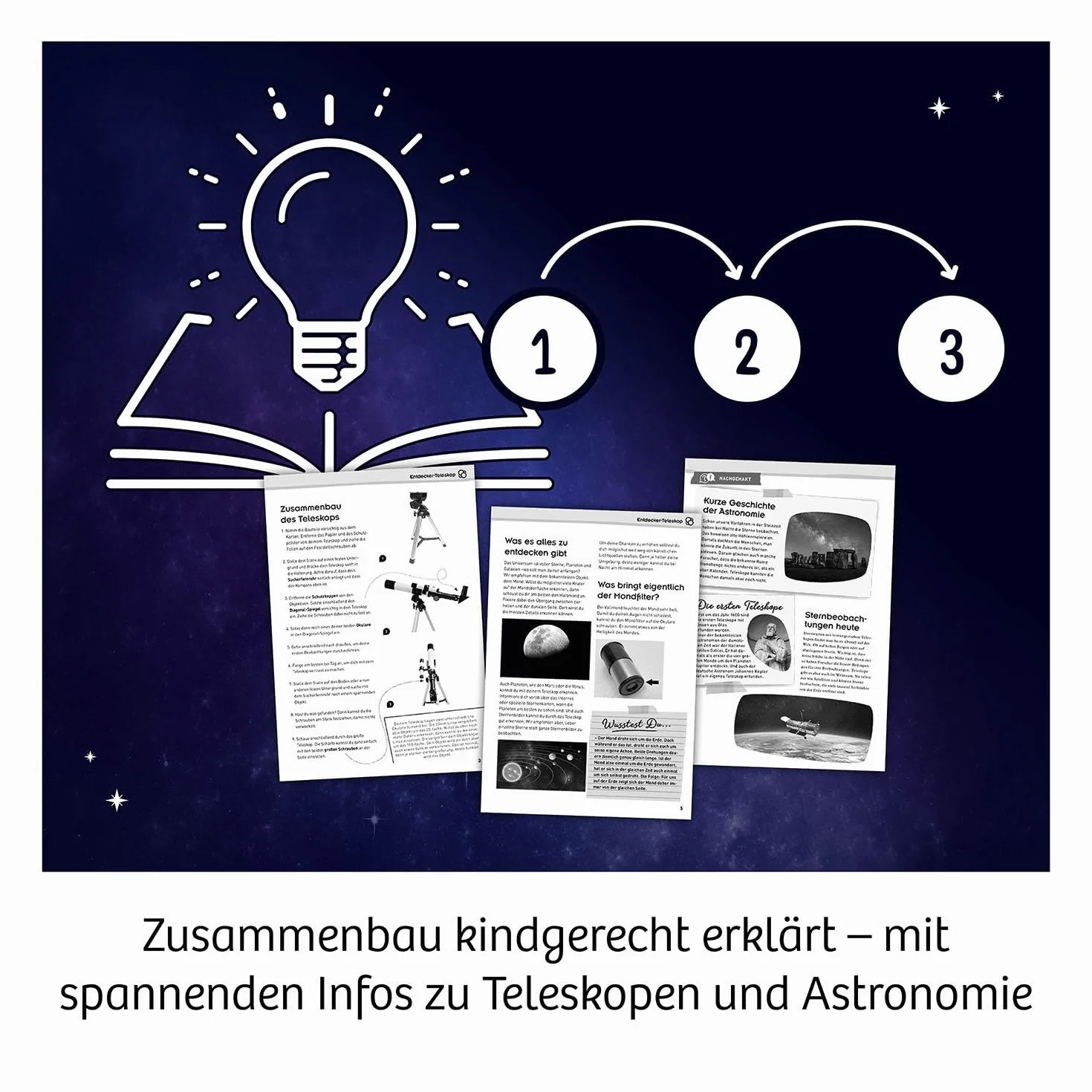 Kosmos 676889 - Telescopio da Esploratore per Principianti e Bambini dagli 8 Anni in su, 2 oculari per ingrandimento 20x o 100x, telescopio da Viaggio Portatile, Scatola per esperimenti, Astronomia,