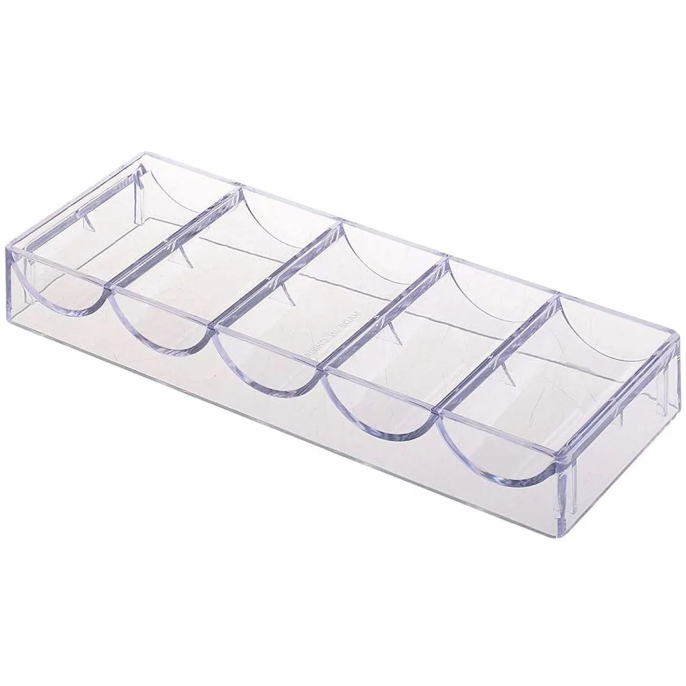 POFET 5 pz Acrilico Poker Chips Vassoio 100 Chips Storage Case per Partito Casinò Casino Gioco 20.5 x 7.8 x 2.8 cm senza copertura