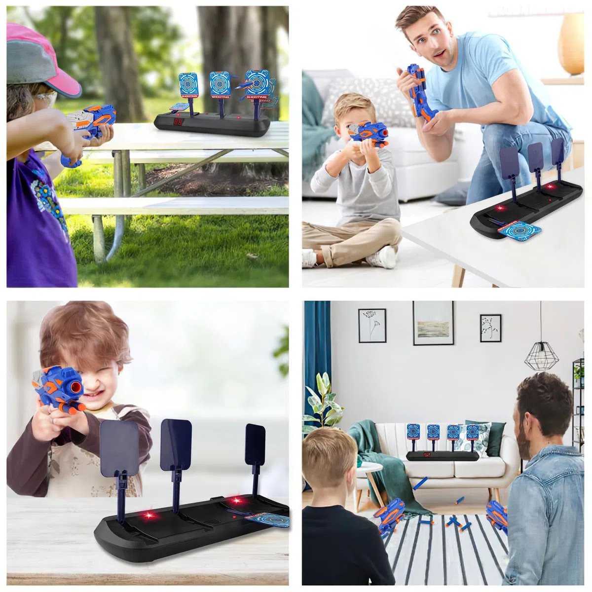Tiro al Bersaglio con Pistola Giocattolo per Bambini 3 4 5 6 7 8 9 10 anni, Bersaglio Digitale Elettrico per Nerf, 20 Proiettili, Giochi Bimbo Gioco Blaster Interno Esterno Regalo Compleanno Natale
