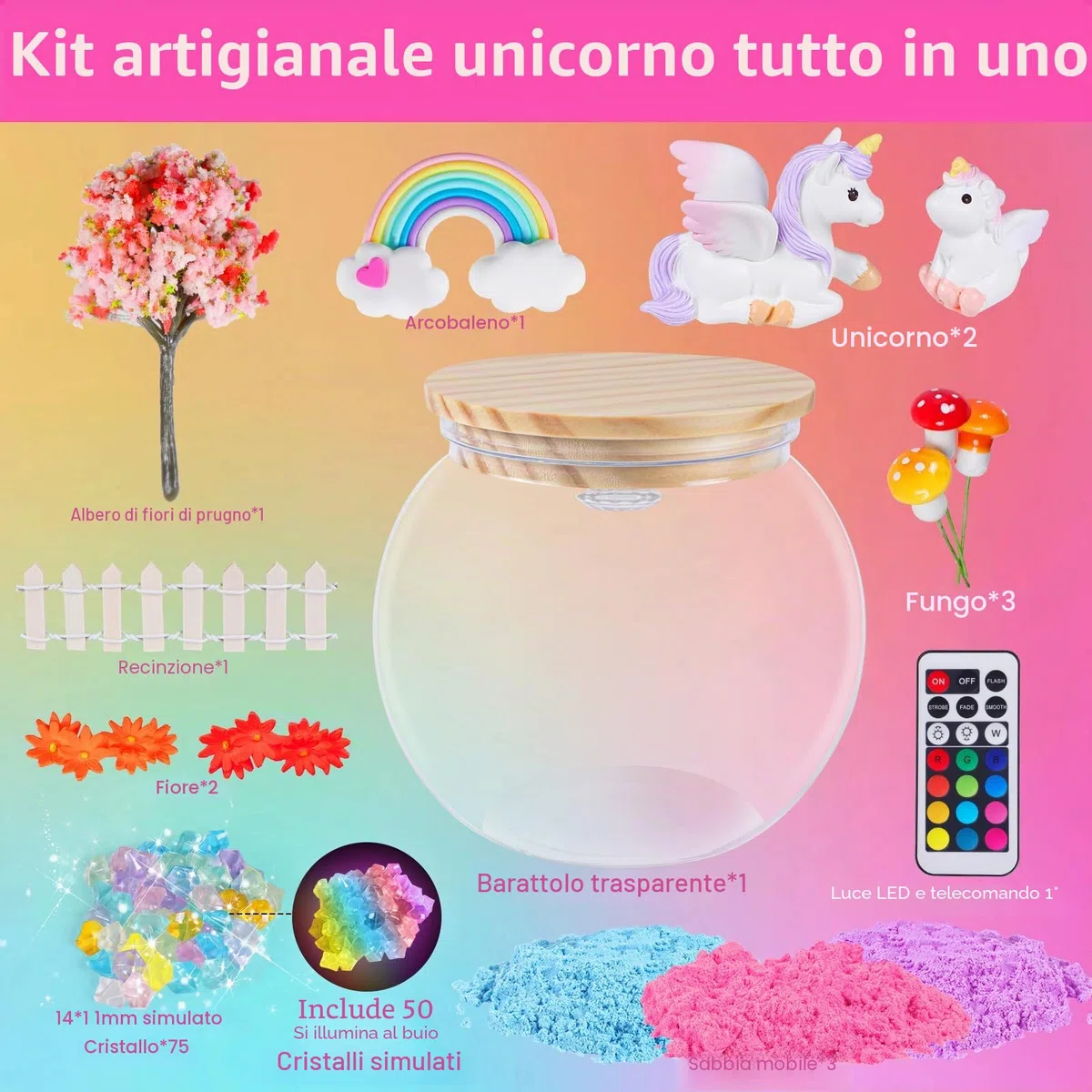 Yellcetoy Regalo unicorno per ragazze a partire dai 5 anni, set fai da te per bambini, unicorno, giocattolo di compleanno, idea regalo per ragazze, 5, 6, 7, 8, 9, 10, 11, 12 anni