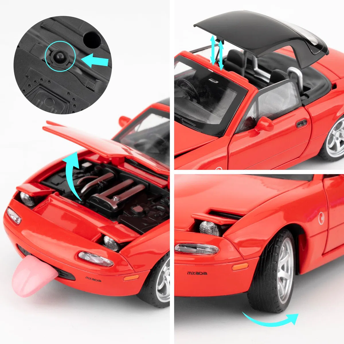 Imtfzct 1/32 Mazda Miata MX-5, Giocattolo Con Suono e Luce, Auto da Collezione per Bambini 4-7 Anni (Rosso)