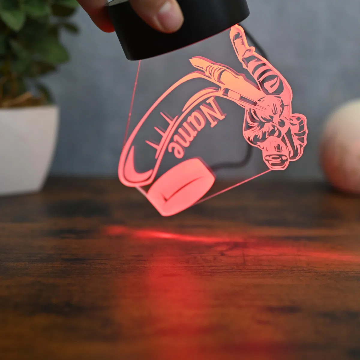Lampada a LED per hockey su ghiaccio personalizzata: regalo per giocatori di hockey, decorazione da hockey, compleanno per bambini, idea regalo, luce notturna e decorazione per la casa